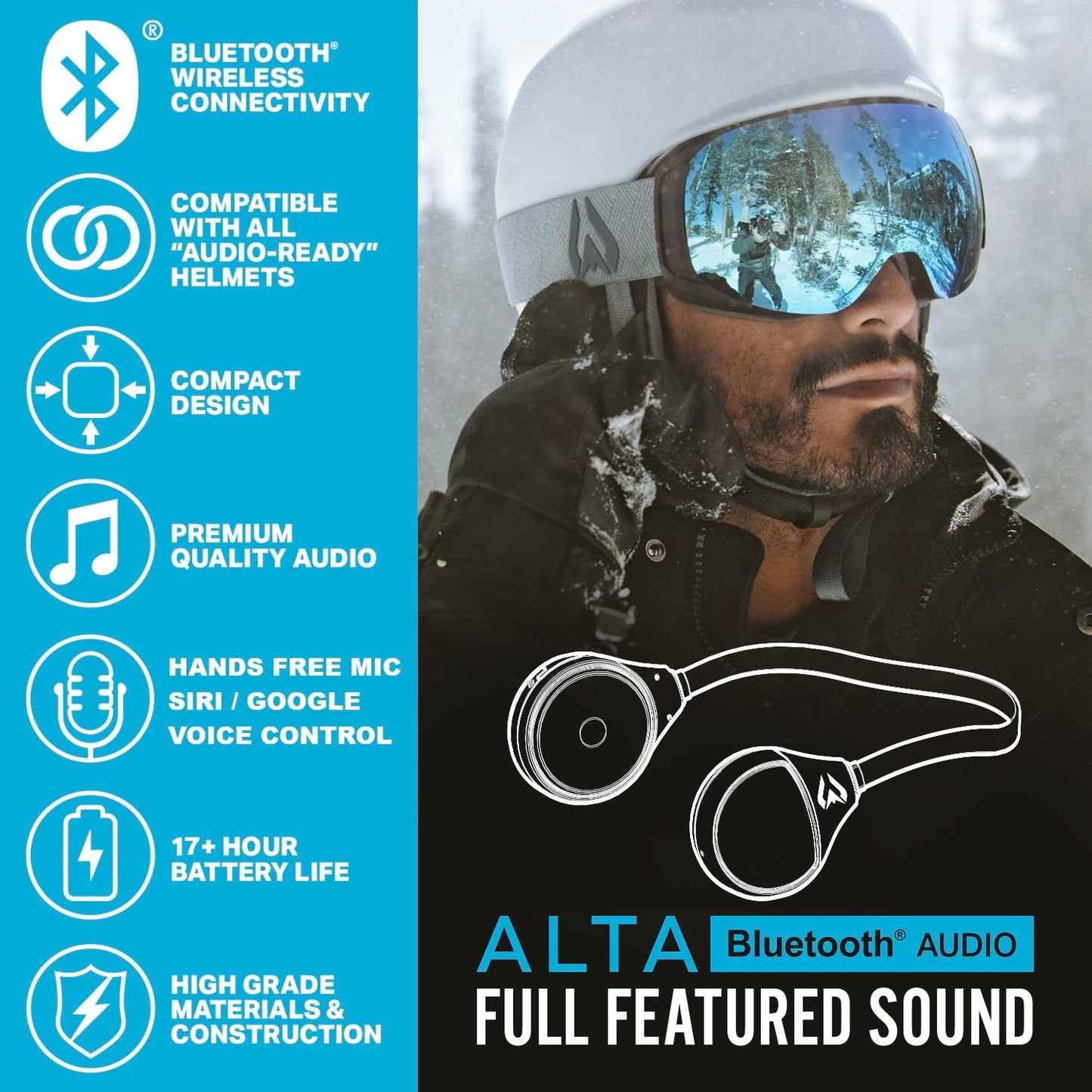 Wildhorn Alta Wireless Bluetooth, Drop-in Headphones - HD Speakers Compatible Any Audio Ready Ski/Snowboard Helmet Headphones. Glove Friendly…