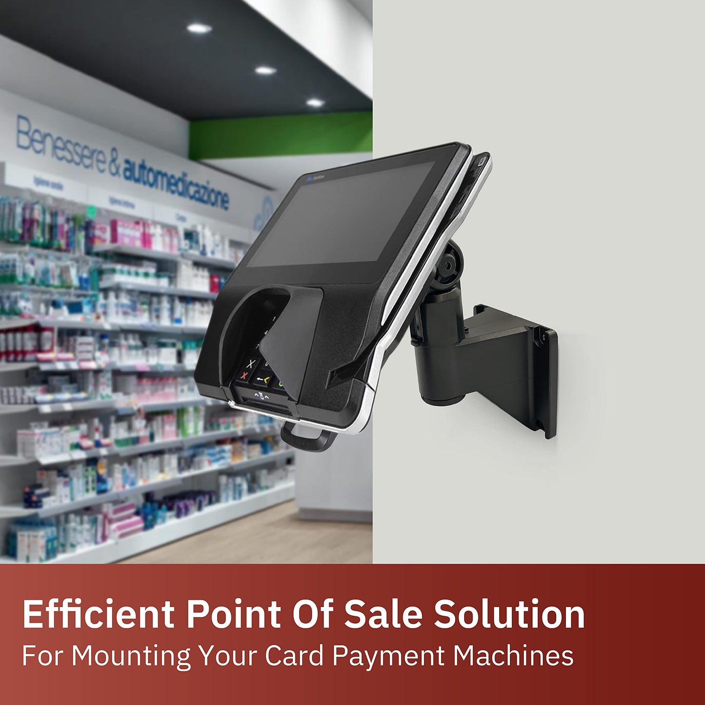 ENS Tailwind Verifone Mx915/Mx925 7" Latch and Key Lock Wall Mount Terminal Stand, Black