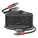 Cyberguys! RCA Audio Cable, 2RCA to 2 RCA Cables Car Audio Male to Male, Shielded Cables with Braided Jacket and Gold-Plated Connectors - for Home