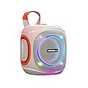 WorryFree Gadgets 10W Portable Speaker with RGB Lights, Big Bass LED Lights, Supports TF Card/USB, AUX in, TWS for Party (Off White)