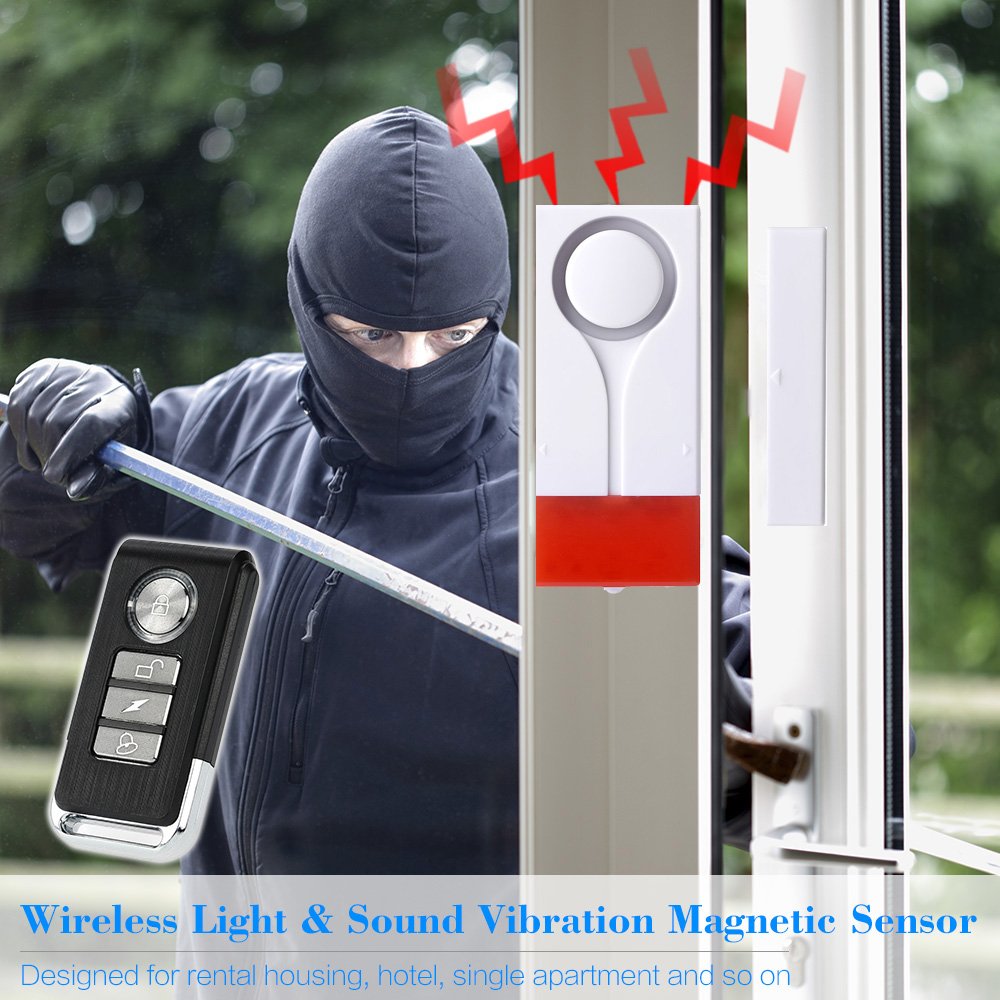 Mengshen Wireless Door Alarm with Remote Control, Anti Theft Burglar Alarm Ideal for Home, Garage, Apartment and RV, Personal Security