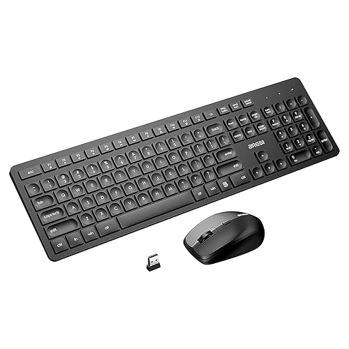 Wireless Keyboard Mouse Combo, BreSii Wireless Keyboard and Mouse Computer Keyboards Mouse Full-size Silent Slim 2.4GHz USB For kids E-Learning PC