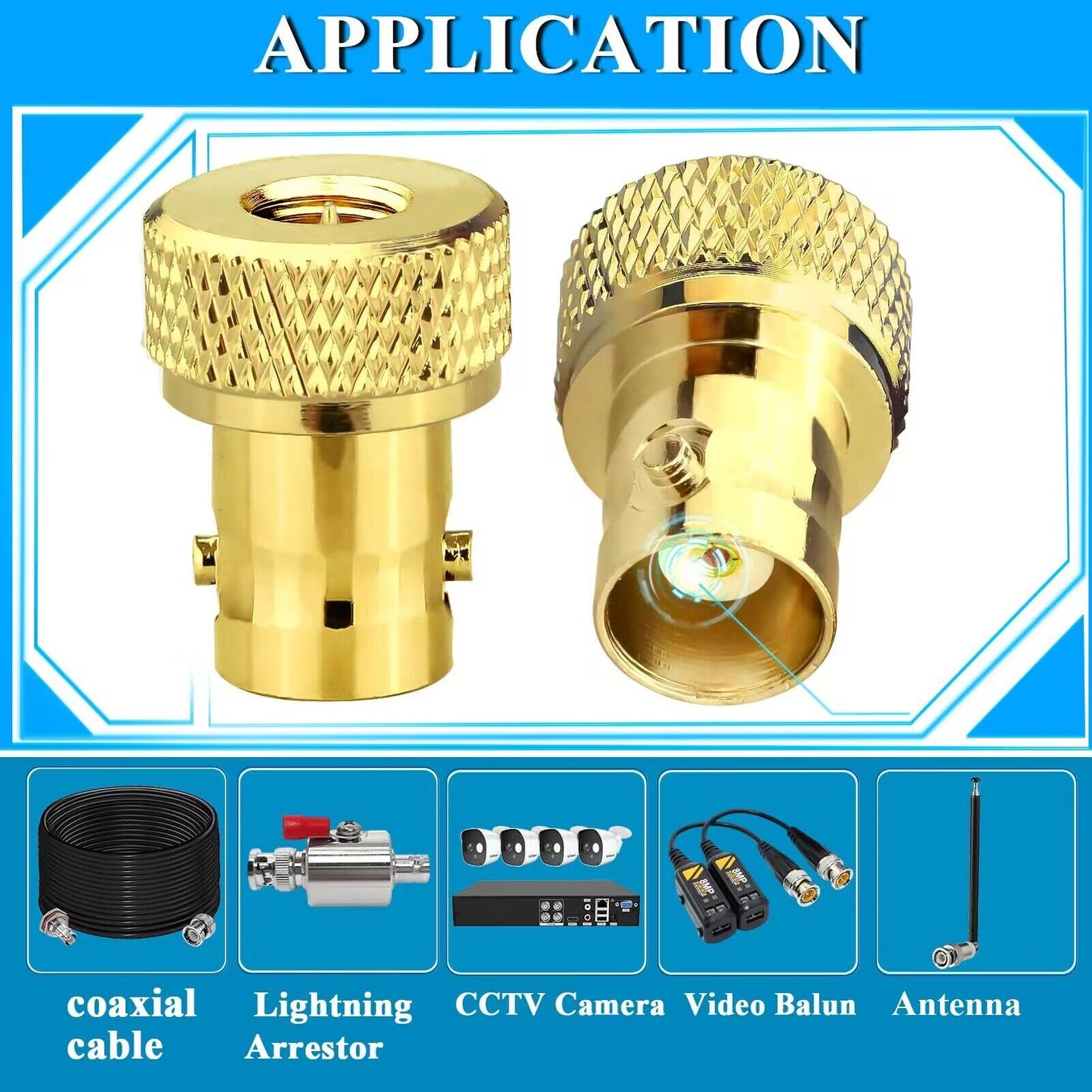 TUOLNK 2PCS SMA to BNC Coax Connector, SMA Male to BNC Female RF Coax Adapter, Low Loss Gold Plated Coaxial Connector for Two Way Radio, Walkie Talkie
