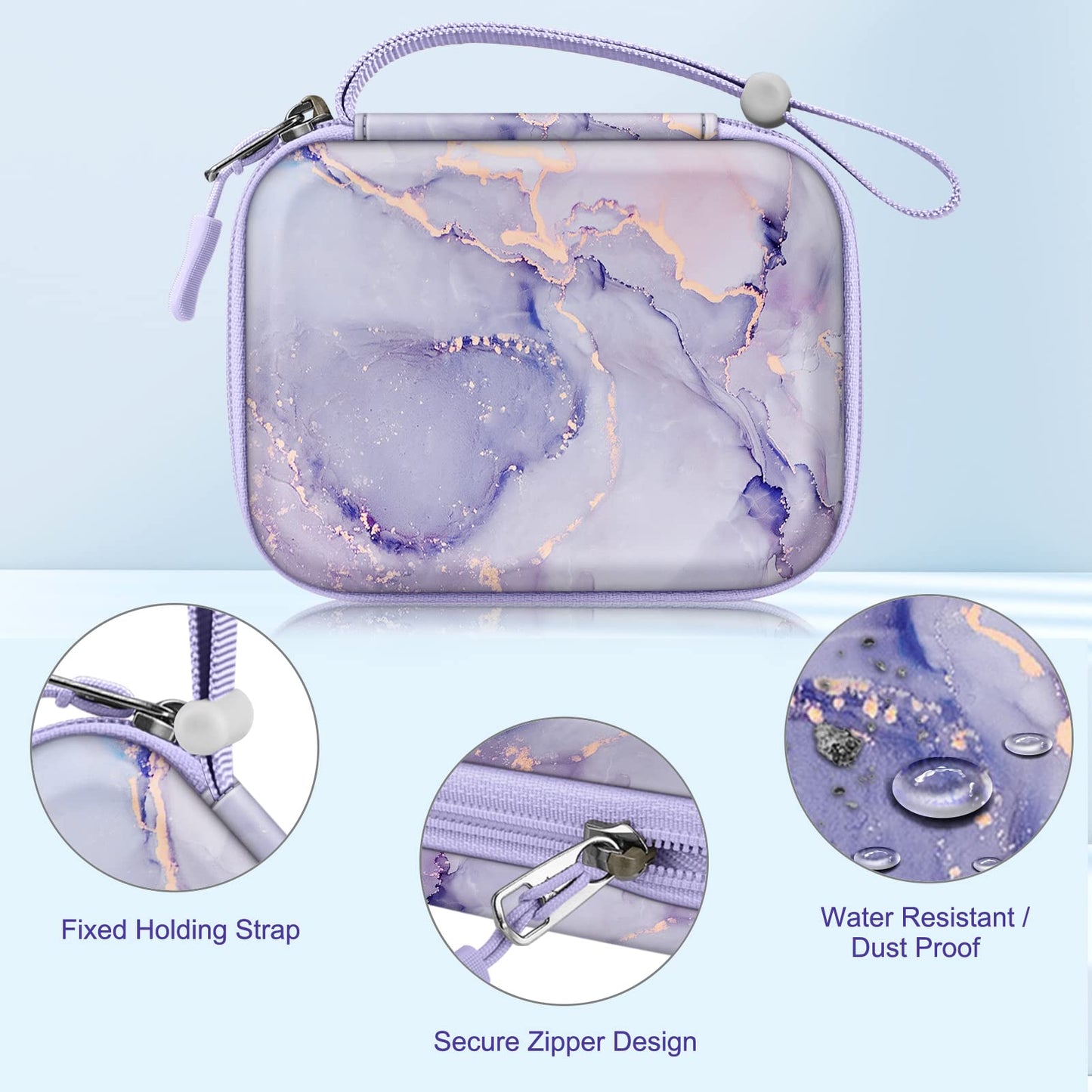 Fintie Protective Case for Canon Ivy 2 Mini, Canon Ivy CLIQ2 / CLIQ+2 Instant Camera Photo Printer - Shockproof Hard Shell Carrying Case, Lilac Marble