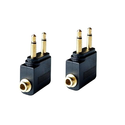 Posdou Dual 3.5mm Male to 3.5mm Female Airplane Headphone Adapter Gold Plated (2 Pack)