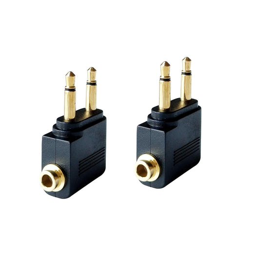 Posdou Dual 3.5mm Male to 3.5mm Female Airplane Headphone Adapter Gold Plated (2 Pack)