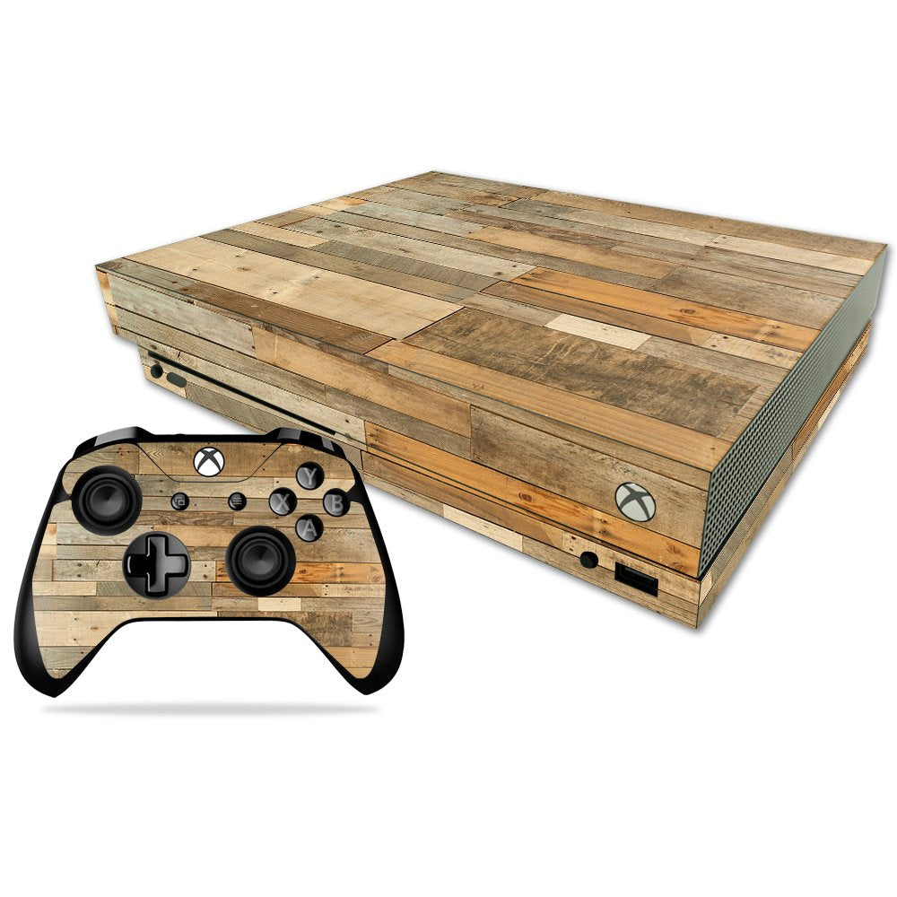MightySkins Skin Compatible with Microsoft Xbox One X - Reclaimed Wood | Protective, Durable, and Unique Vinyl Decal wrap Cover | Easy to Apply