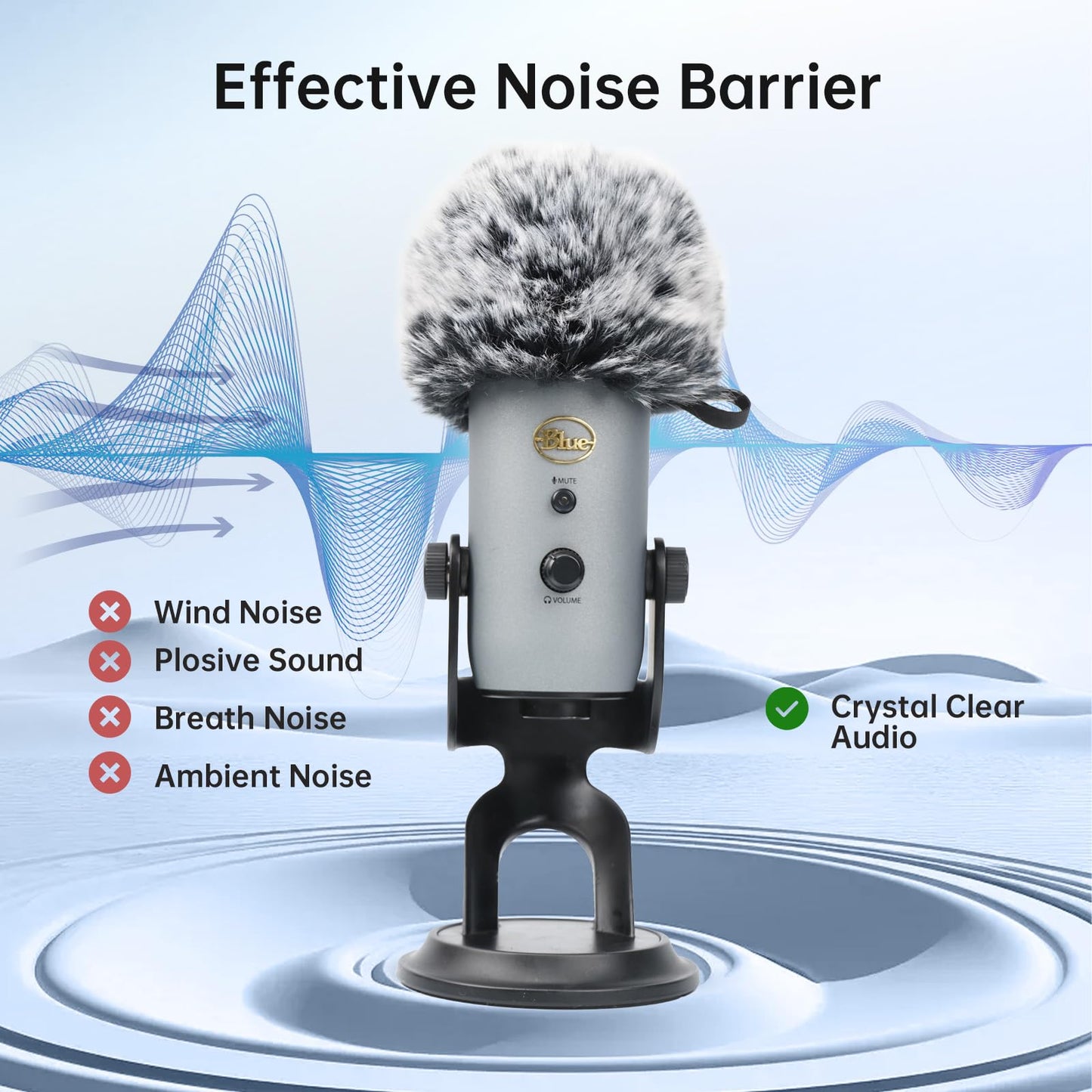 PhantAccy Pop Filter/Windscreen for Blue Yeti and Yeti Pro Microphones, Furry Mic Cover for Wind and Ambient Noise Reduction