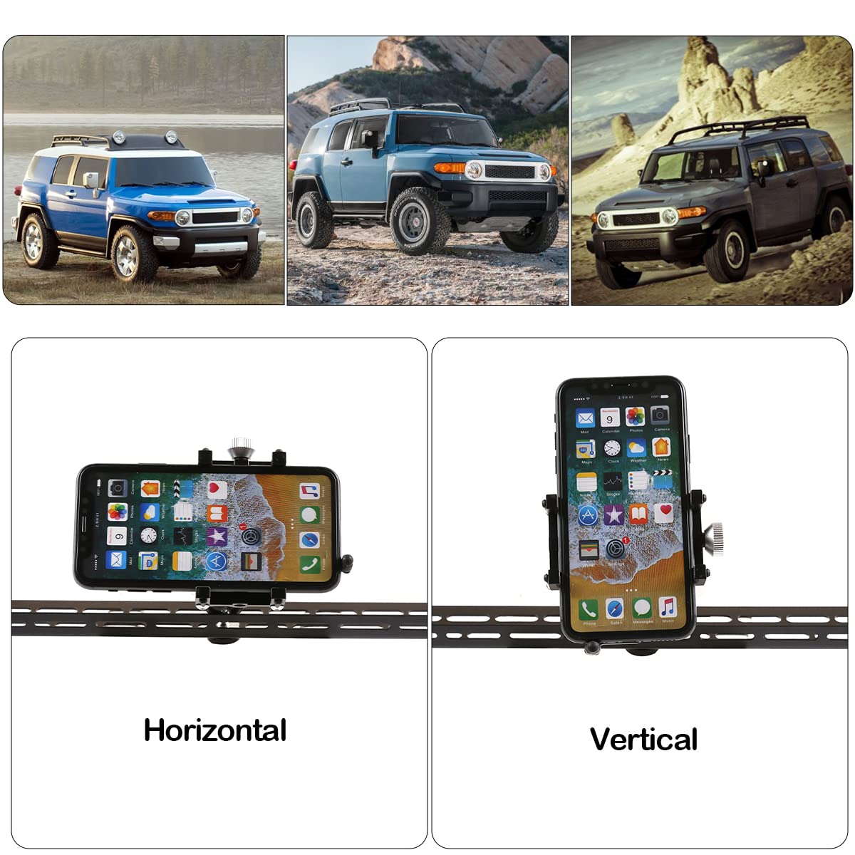 LLKUANG Car Instrument Panel Track Mobile Phone Holder Trim for Toyota FJ Cruiser 2007-2021 Central Control Air Vent Multifunctional Mobile Phone