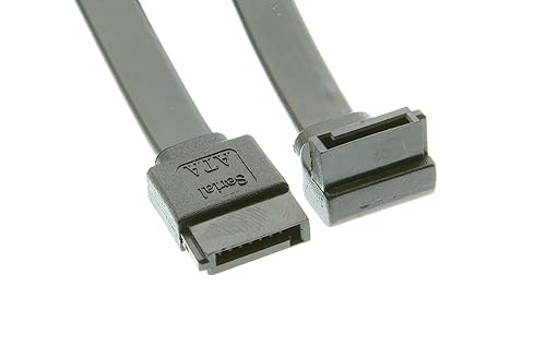SataGear 14in Black SATA III Device Cable Right to Straight, Compatible with SATA Devices