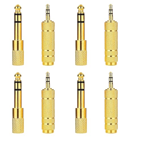 hrsyyl 8pcs Audio Jack Adapter 6.35mm to 3.5mm Auxiliary Audio Adapter Sets 4pcs 6.35mm Male to 3.5mm Female Audio Adapter and 4pcs 1/4 Female to 1/8