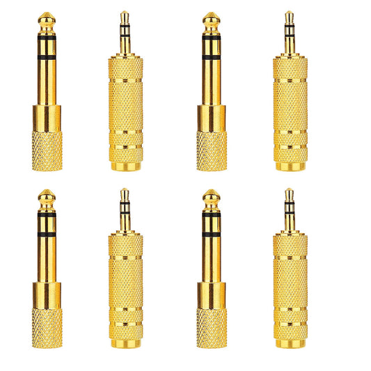 hrsyyl 8pcs Audio Jack Adapter 6.35mm to 3.5mm Auxiliary Audio Adapter Sets 4pcs 6.35mm Male to 3.5mm Female Audio Adapter and 4pcs 1/4 Female to 1/8