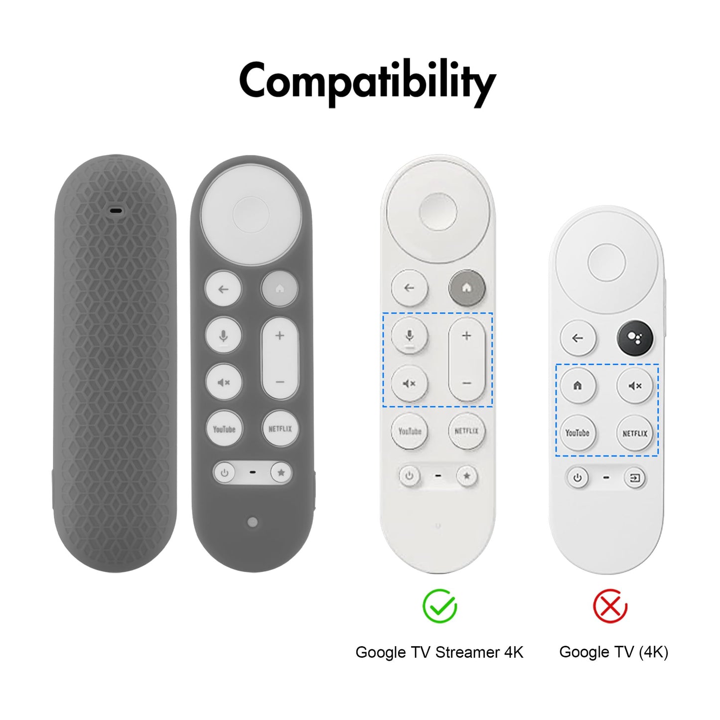 LEFXMOPHY Case for Google TV Streamer 4K Remote Cover 2024 Silicone Protective Sleeve - Grey