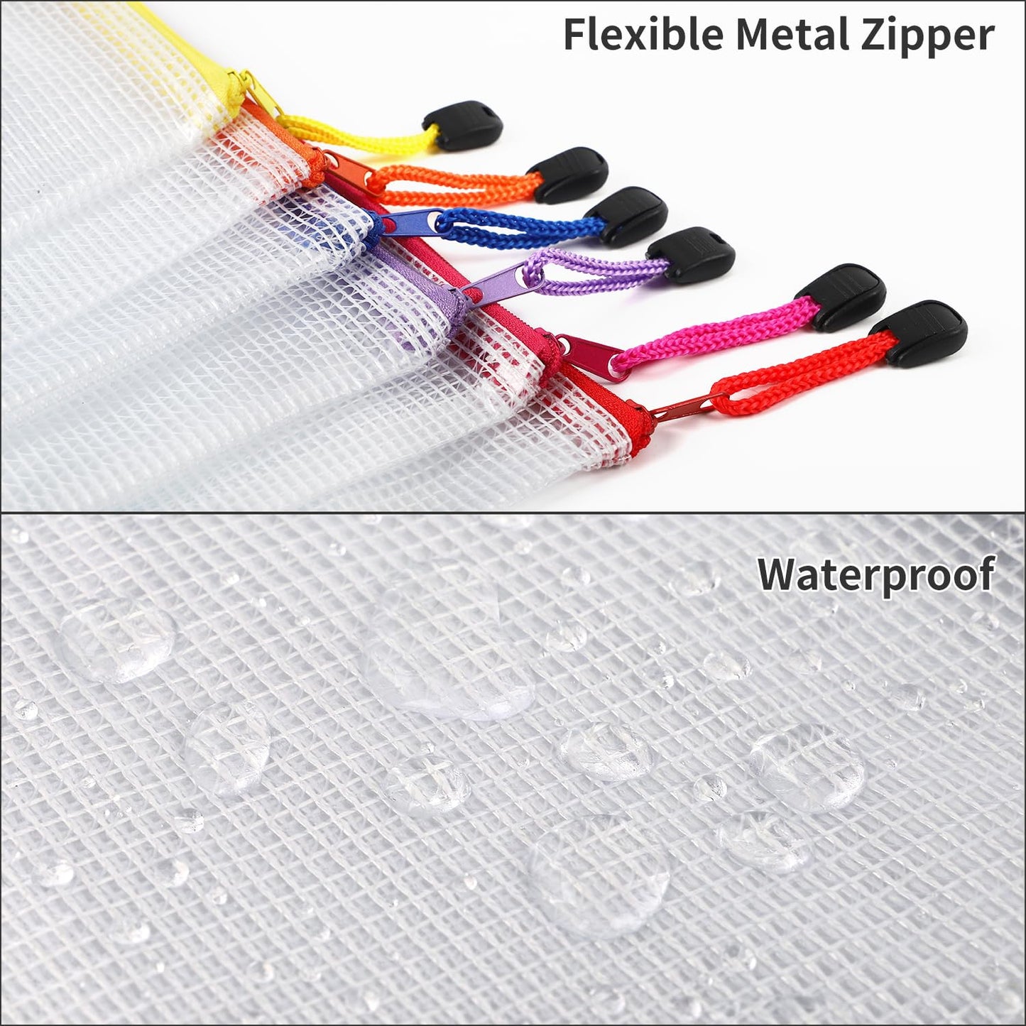 EOOUT 30pcs Mesh Zipper Pouch Bags, 8 Sizes Plastic Bags, 8 Colors Zipper Pouches