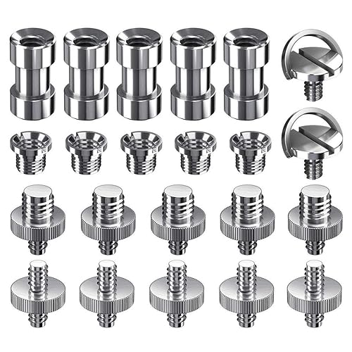 Camera Screw Kit, SDTC Tech 22 pcs D-Ring Quick Release Plate Mount Screw 1/4"-20 and 3/8"-16 Thread Tripod Screw Adapter Converter for DSLR