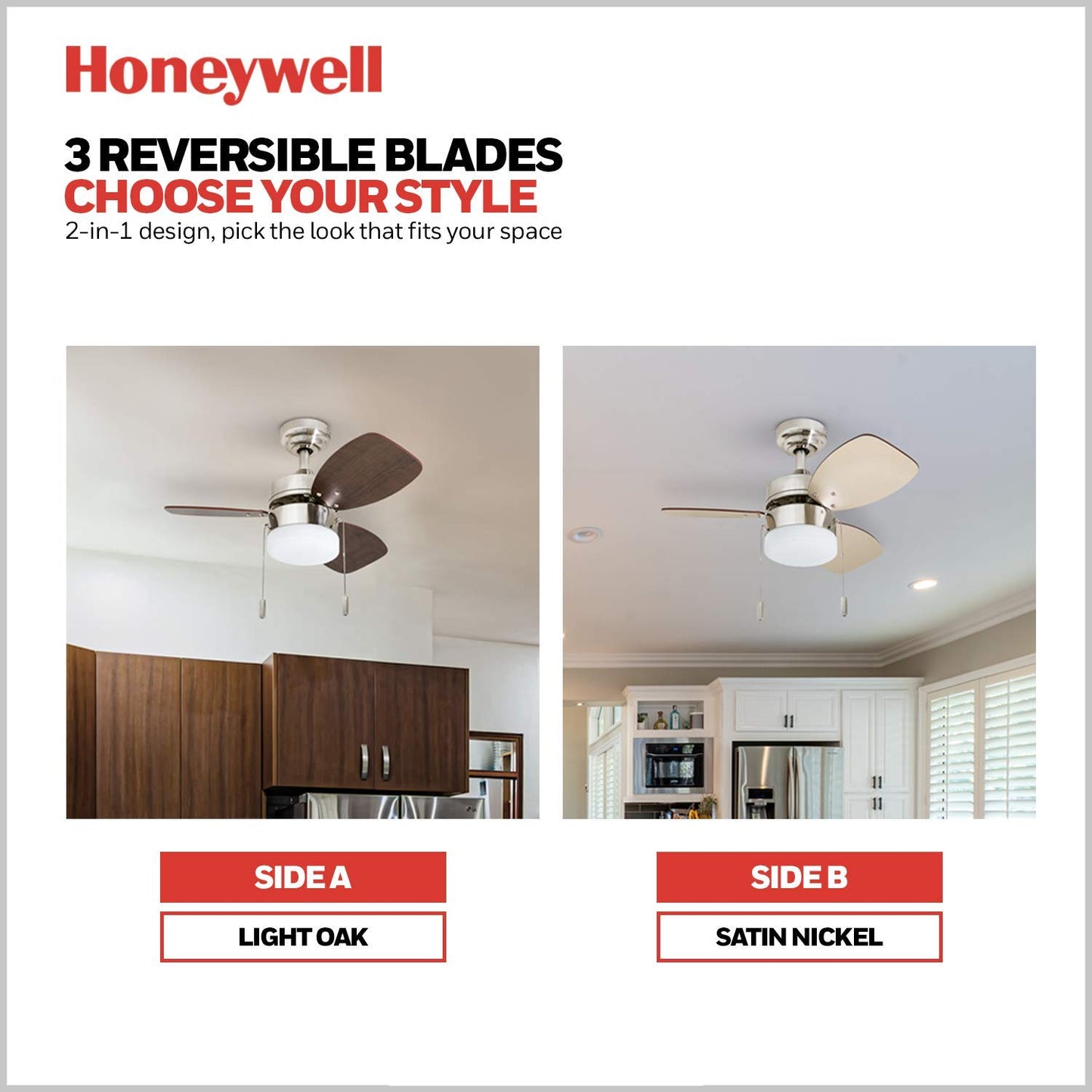 Honeywell Ceiling Fans Ocean Breeze Modern 30 Inch Ceiling Fan with Light