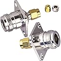 TUOLNK 2 Pack N Female to SMA Male 4 Holes Flange Panel Connector N Type to SMA Coaxial Solder Connector Chassis Mount Coax Adapter