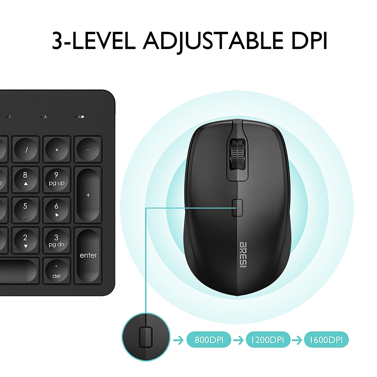 Wireless Keyboard Mouse Combo, BreSii Wireless Keyboard and Mouse Computer Keyboards Mouse Full-size Silent Slim 2.4GHz USB For kids E-Learning PC