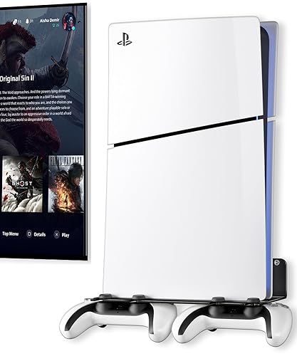 ANSHAWTIY PS5 Wall Mount Aluminum Alloy Compatible with All PS5 Generations Holds Two Controllers Unimpeded Heat Dissipation Ps5 Accessories Universal