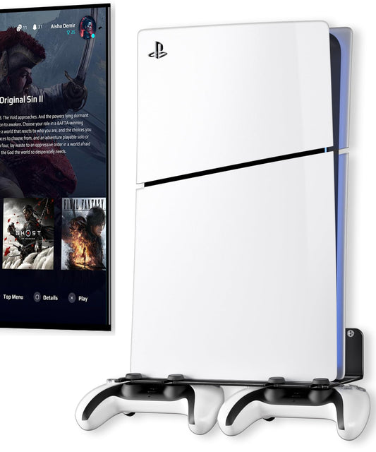 ANSHAWTIY PS5 Wall Mount Aluminum Alloy Compatible with All PS5 Generations Holds Two Controllers Unimpeded Heat Dissipation Ps5 Accessories Universal