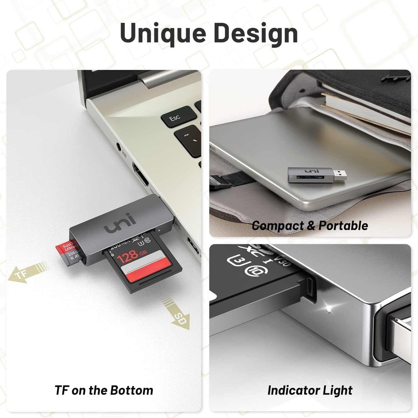 uni SD Card Reader, USB 3.0 SD Card Adapter High-Speed Micro SD Memory Card Reader Support SD/Micro SD/TF/SDHC/SDXC/MMC/UHS-I Card Compatible