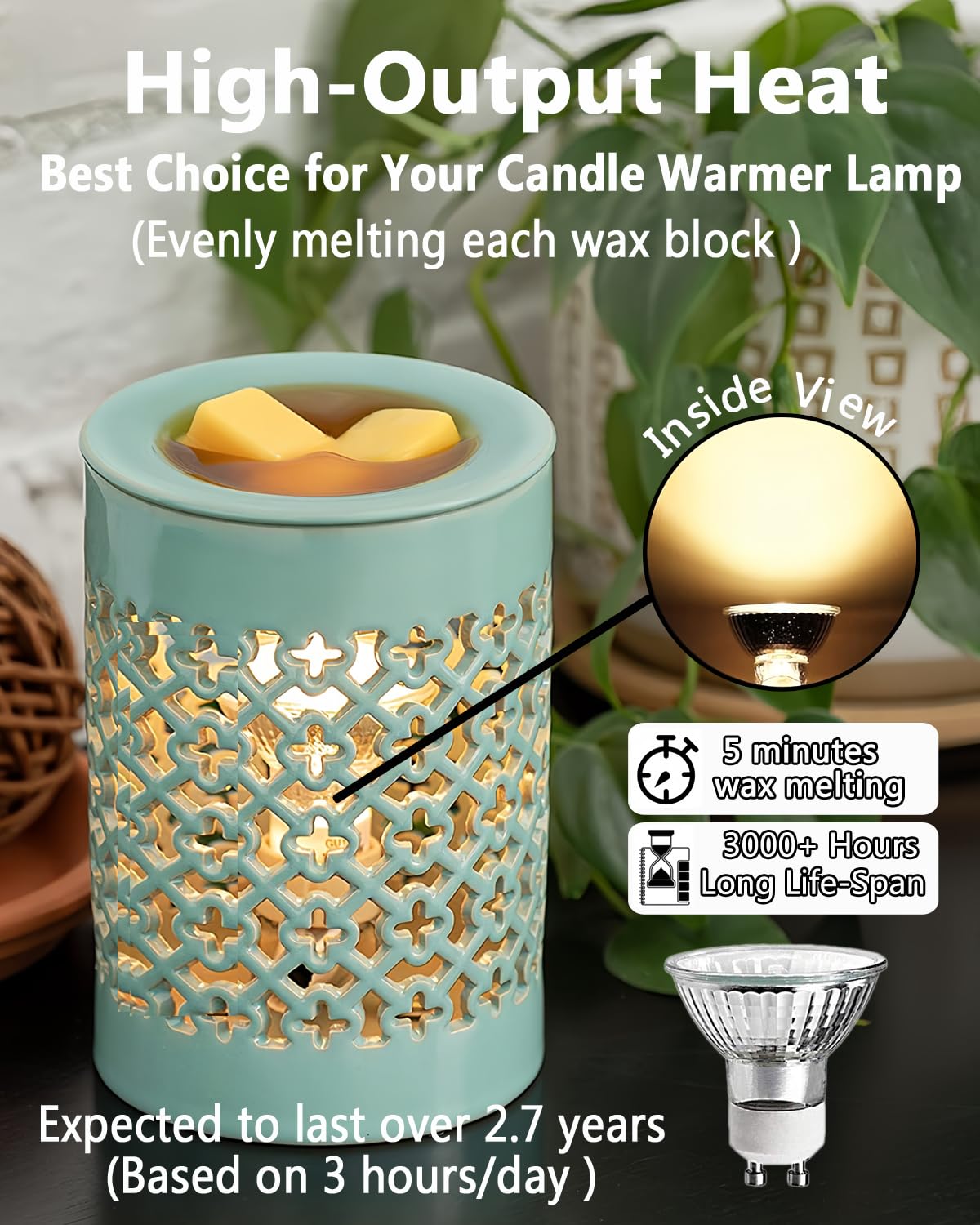 Snnalosses 25 Watt Replacement Bulb for Candle Warmer, Scent Wax Burner, Fragrance Melt,120V/GU10 Base Halogen Warming Bulb,Warm White,3Packs