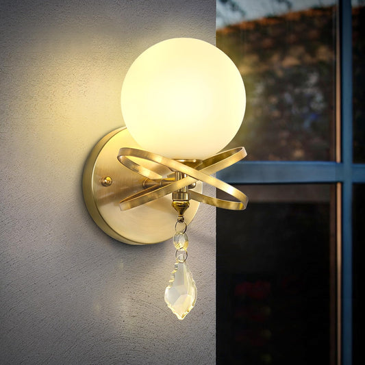 ABTTOI Gold Modern Wall Sconce, Globe Glass Shade Wall Light Fixtures?Wall Mount Lamp for Bathroom Hallway Bedroom Living Room
