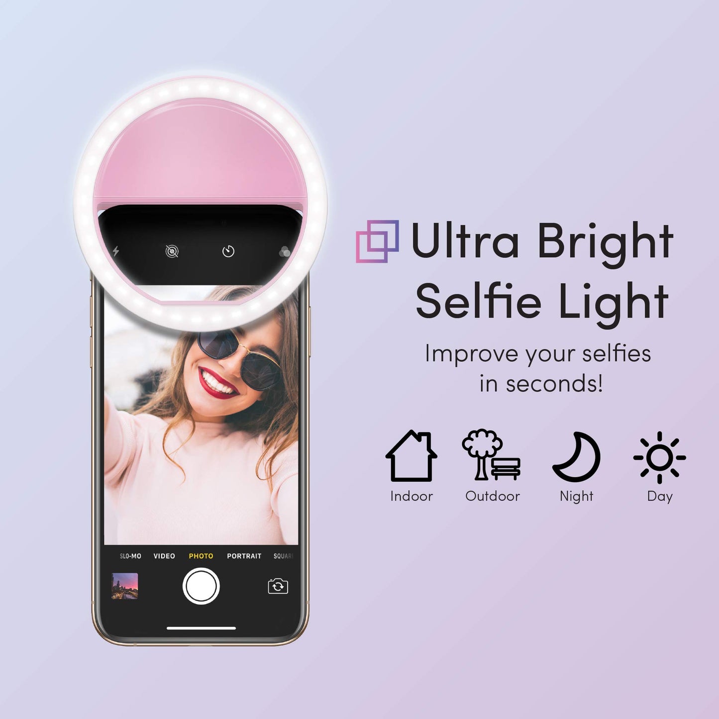 TALK WORKS Selfie Ring Light Compatible w/iPhone 15/15 Pro/15 Pro Max, 14/14 Plus/14 Pro/14 Pro Max, 13/Mini/Pro/Pro Max, Android, iPad, Laptop - Clip