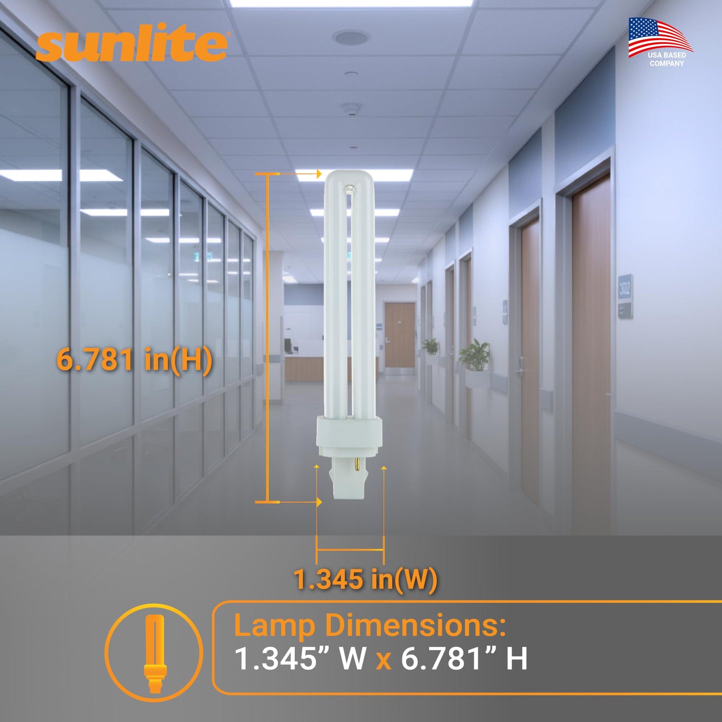 Sunlite Compact Fluorescent PLD 2-Pin Plug-in Double Quad Tube Light Bulb, 26 Watts, 1560 Lumens, 2-Pin G24d3 Base, 6500K Daylight, 10 Pack