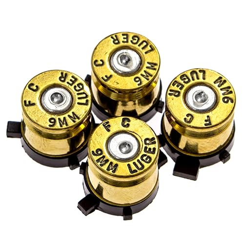 Controller Bullet Buttons for PlayStation PS4 PS5 - Made With Real 9MM Spent Bullet Casings - Includes Tools