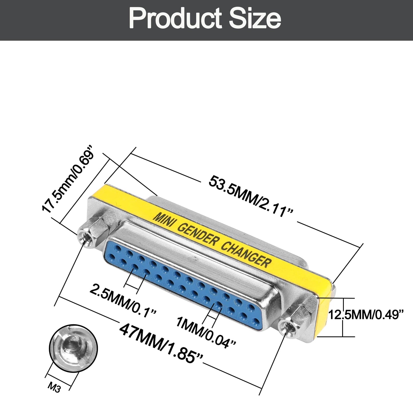 MEIRIYFA DB25 25 Pin Gender Changer D-SUB 25Pin Coupler Serial Cable Gender Changer RS232 VGA Adapter Connetor for Applications Pack of 2 (Female…
