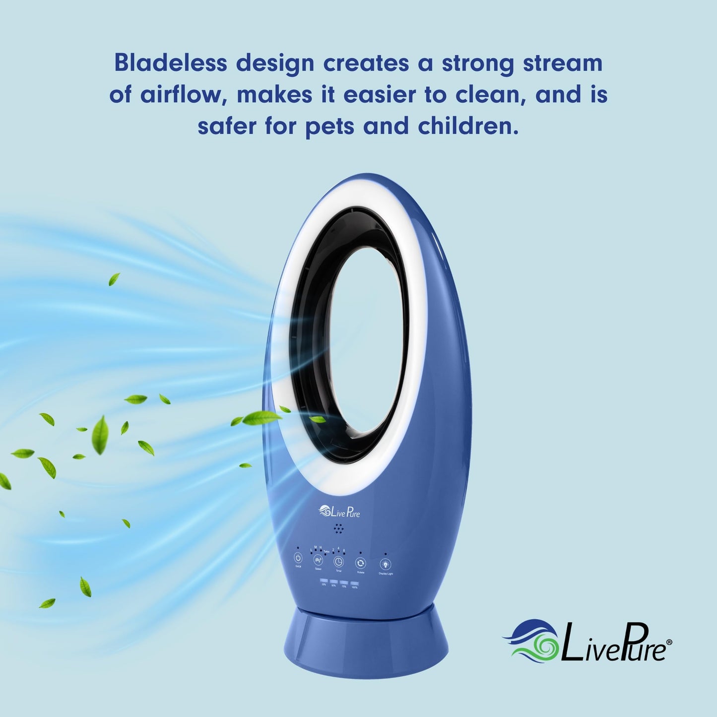 LivePure Bladeless Indoor/Outdoor Rechargeable Fan, Teal