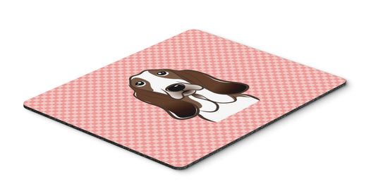 Caroline's Treasures BB1243MP Checkerboard Pink Basset Hound Mouse Pad, Hot Pad or Trivet for Home Office Gaming Working Computers Laptop Mouse