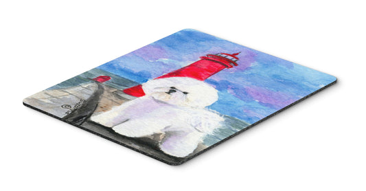 Caroline's Treasures SS8891MP Lighthouse with Bichon Frise Mouse Pad, Hot Pad or Trivet for Home Office Gaming Working Computers Laptop Mouse
