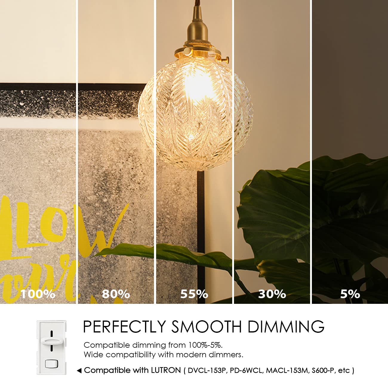 LVWIT G14 LED Filament Globe Bulb Dimmable, 5.5W Eqv 60W 2700K Warm White