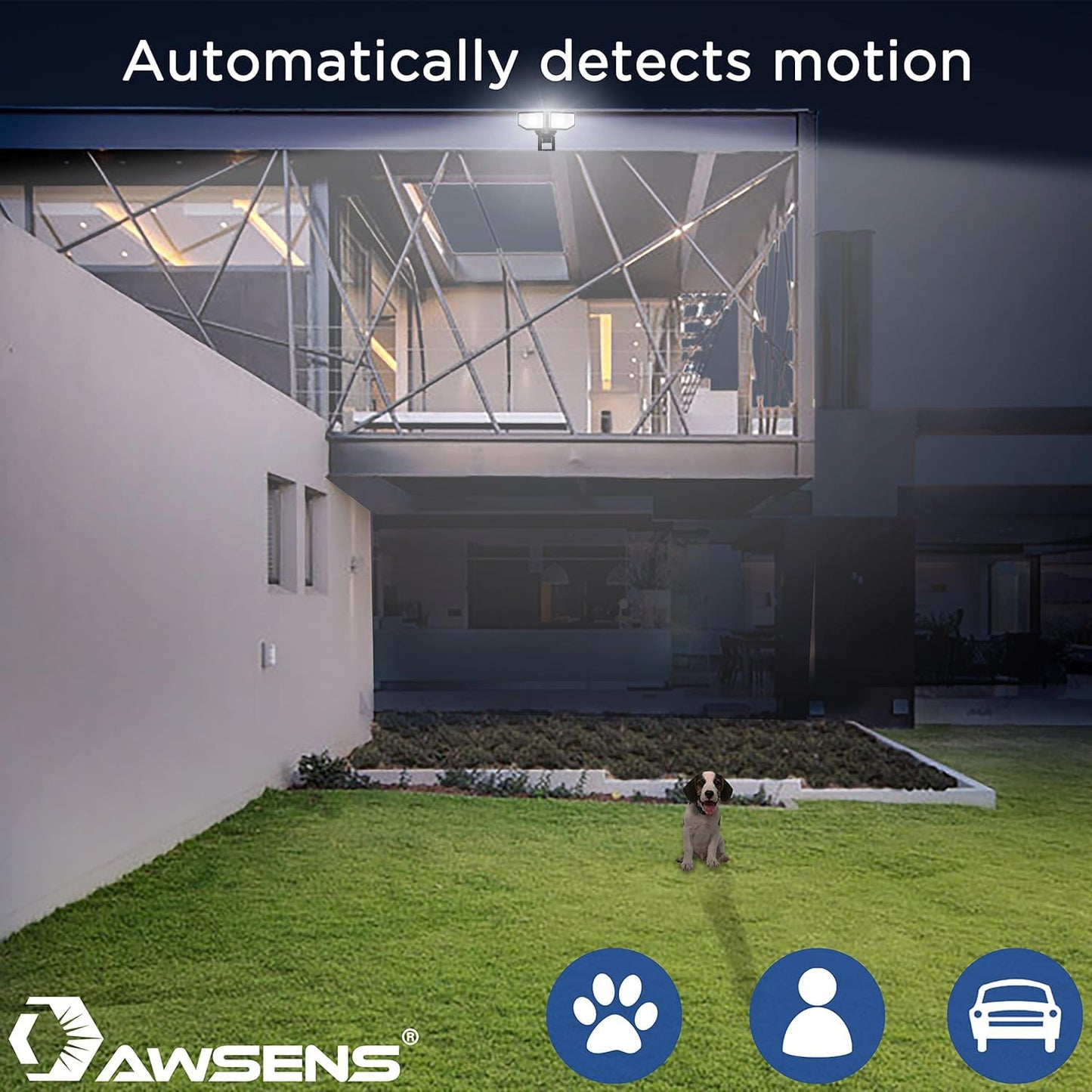 AWSENS 40W LED Security Lights Motion Sensor Light Outdoor, 180 Degree, 4000 LM Motion Security Light, 5000 K, ETL Water Resistant, Clear 2 Head