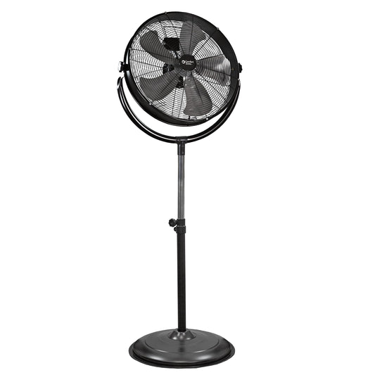 Comfort Zone 20-Inch High-Velocity Industrial Pedestal Fan - Heavy-Duty All-Metal Shop Fan with Aluminum Blades, 3-Speed Slim Profile Stand Fan, 180°