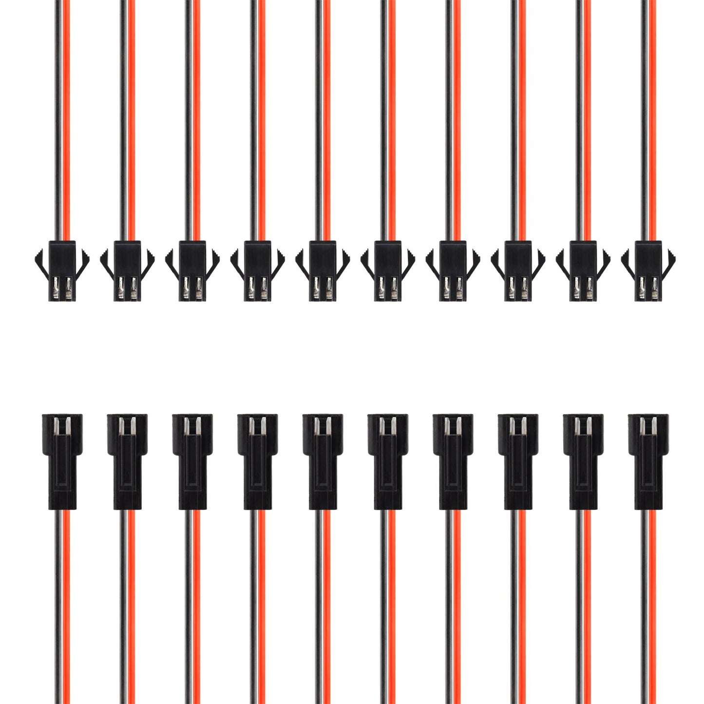SIM&NAT 20 Gauge Silicone JST SM Connectors Plug, 5.9 inches Male Female 2 Pins EL Wire Cable, 10 Pairs