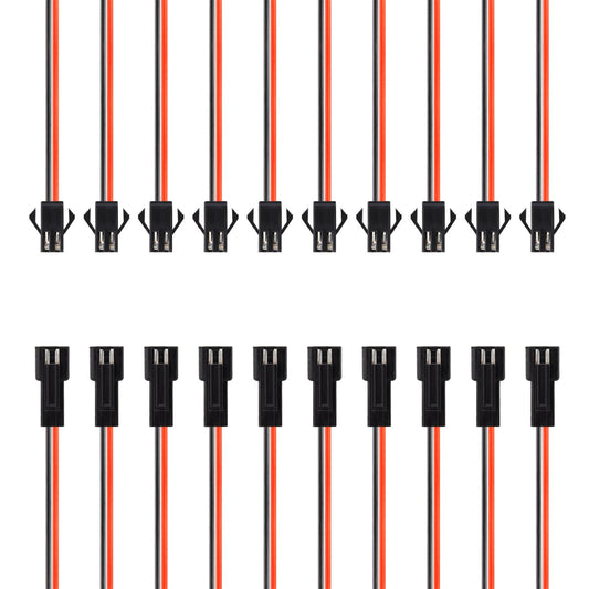 SIM&NAT 20 Gauge Silicone JST SM Connectors Plug, 5.9 inches Male Female 2 Pins EL Wire Cable, 10 Pairs