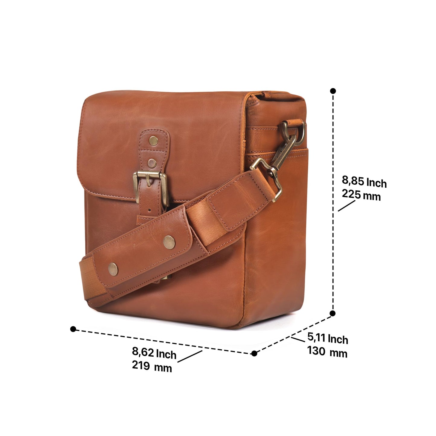 MegaGear Leather Camera Messenger Bag for Mirrorless, Instant and DSLR Cameras