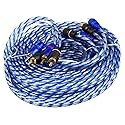 Rockville RTR254 25 Ft RCA Cables for 4-Channel Audio, Twisted Pair, 100% Copper, Split Pin, Noise-Free, Durable Build, for Car Audio and Home Theater