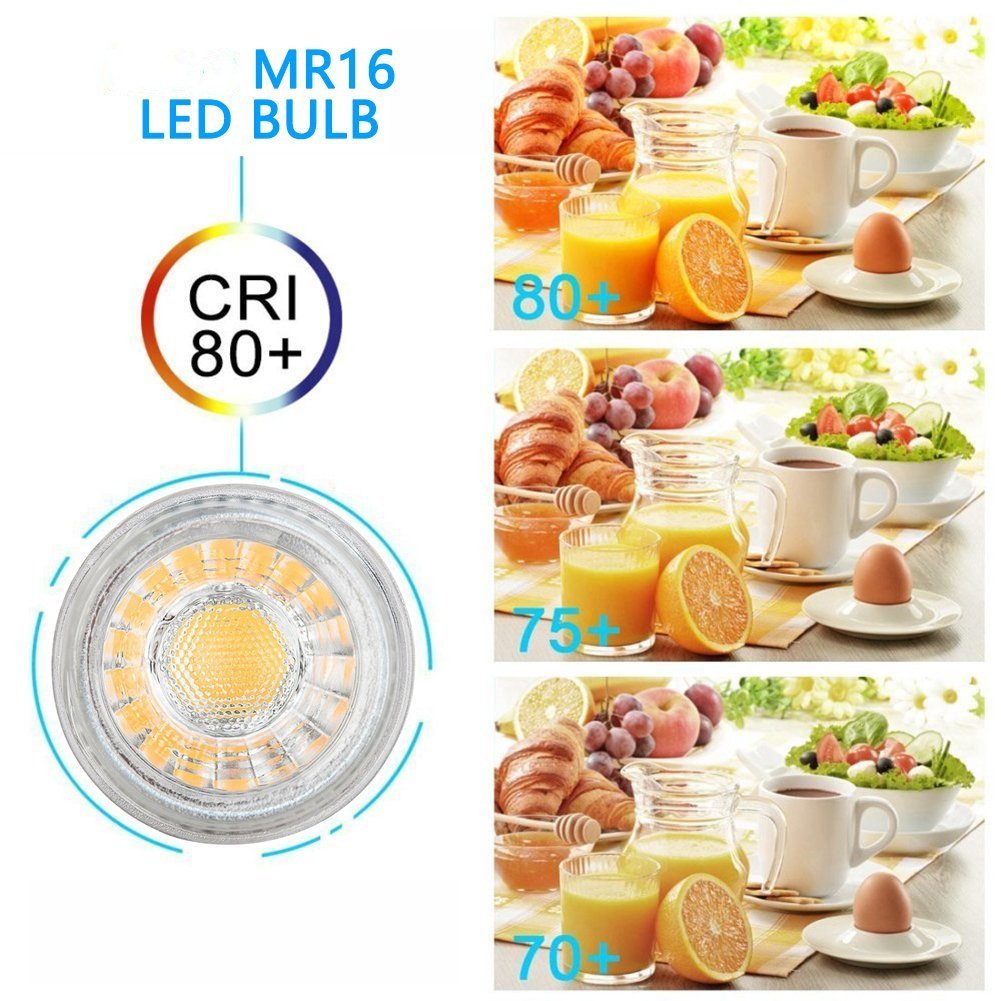 CTKcom 5W MR16 COB LED Bulbs(4 Pack)- LED Bulb Spotlight Cob AC/DC 12V 50W Halogen Light Equivalent 6000K Daylight White Ultra Bright LED Spot Light