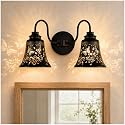 SendaLife 2 Light Bathroom Vanity Light,Rustic Butterfly Metal Black and Gold Wall Sconce,Industrial Bathroom Lighting Fixtures Over Mirror,Gooseneck
