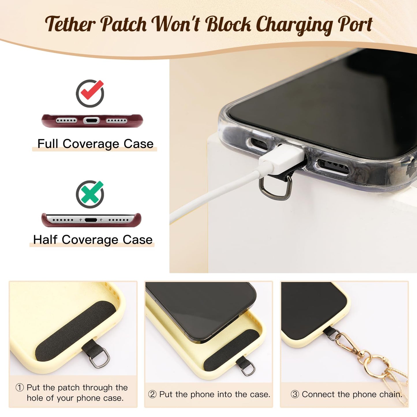 TiMOVO Universal Phone Lanyard, Metal Cell Phone Chain Anti-Theft Crossbody Strap for iPhone 15 Pro Max and Most Smartphones, Adjustable Cell Phone