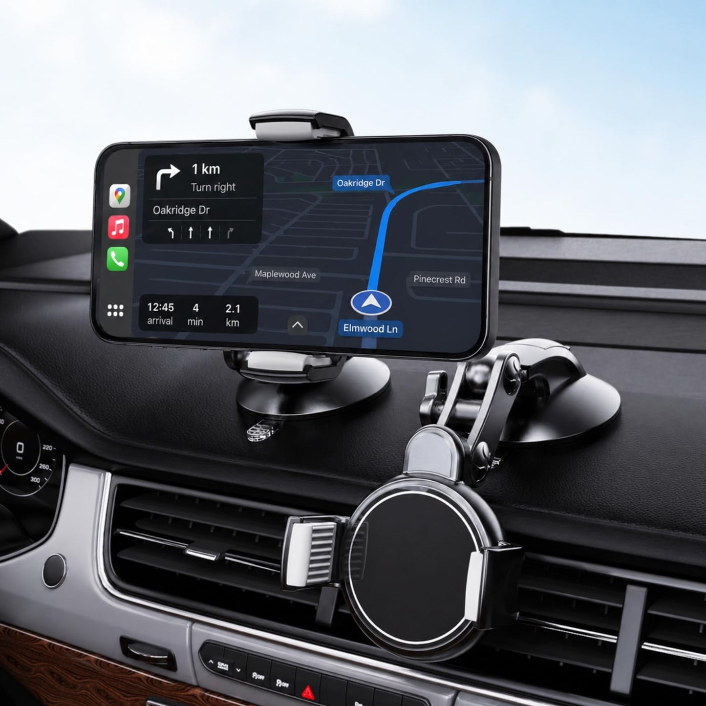 YUHENG Car Phone Holder for Windshield & Dashboard, Lock Suction Cup Phone Mount with 3-Axis 360° Adjustable Arm, Anti-Shake Clamp, Heat Resistant