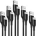 tekSonic 5-Pack USB-A to USB-C Cables - Extra-Long 10 ft (3 m), 3A Fast Charging, Braided - Compatible with iPhone 15/16/17, Galaxy S25/S24/S23