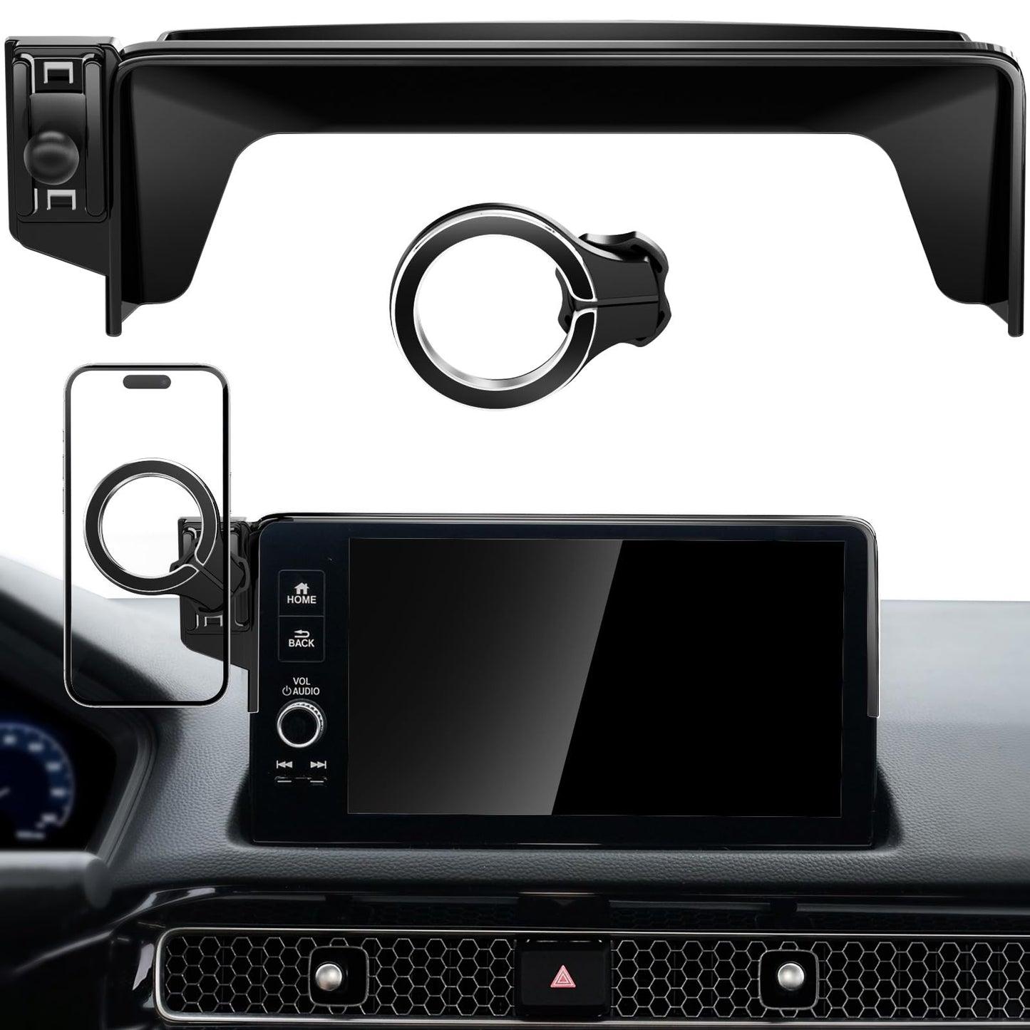 pop-tech Magnetic Phone Holder for Honda Civic 11th Gen 2022 2023 2024 2025 2026, 360° Car Screen Phone Mount Made for Civic Hatchback Sedan