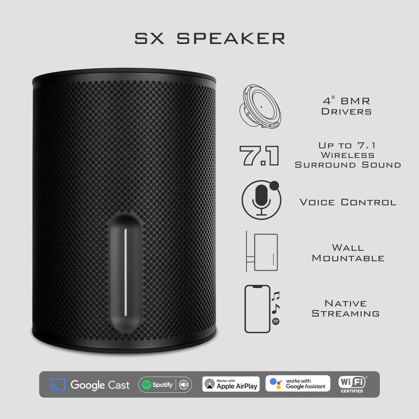 VSSL SX Wireless Home Speaker | Premium Audio with Built-in Streaming | Multi-Room Capability | Dolby Digital Certified | Native Streaming