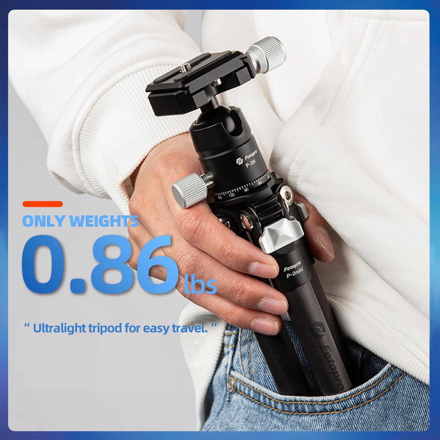 Fotopro Carbon Fiber Mini Tripod, 15 Inch /0.86 lbs Lightweight Compact Travel Tripod with 360 Degree Ball Head, QR Plate for Camera Camcorder, Load