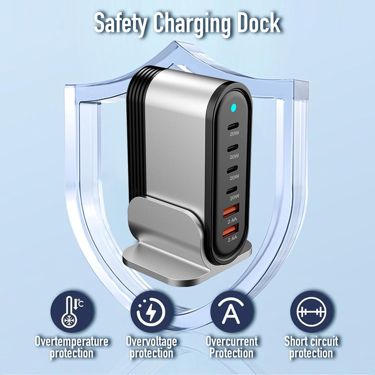 USB C Fast Charger,Fast Charging Station Hub Block Cube with 2 USB A and 4 USB C Wall Charger Power Multiple USB Charger Plug for iPhone 17 16 15 14